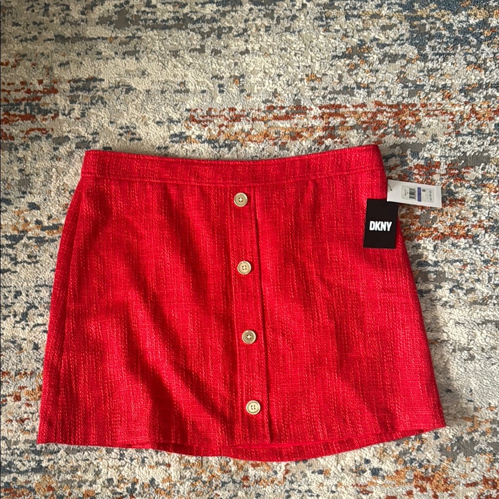 DKNY Red A-Line Mini Skirt for Night Out